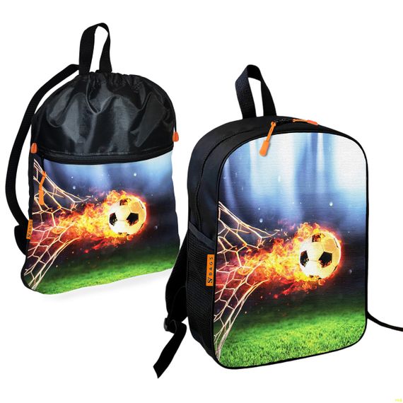 Школьный рюкзак детский Футбол + Сумка для обуви спортивной формы рюкзак-мешок мальчику (01867)