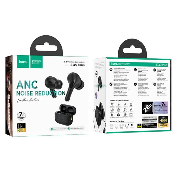Бездротові навушники HOCO EQ9 Plus Duke true wireless ANC Noise Reduction BT headset Black | Зображення 4