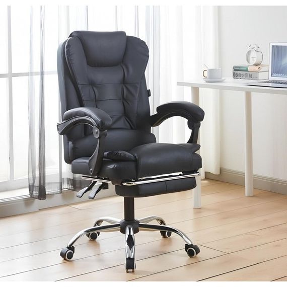 Крісло офісне на колесах Bonro Бонро B-6071 TPF чорне з підставкою для ніг (42412008) | Зображення 8