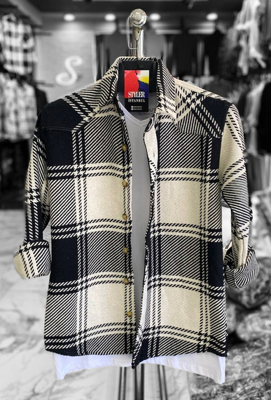 Теплая рубашка Пекин черно-белый S