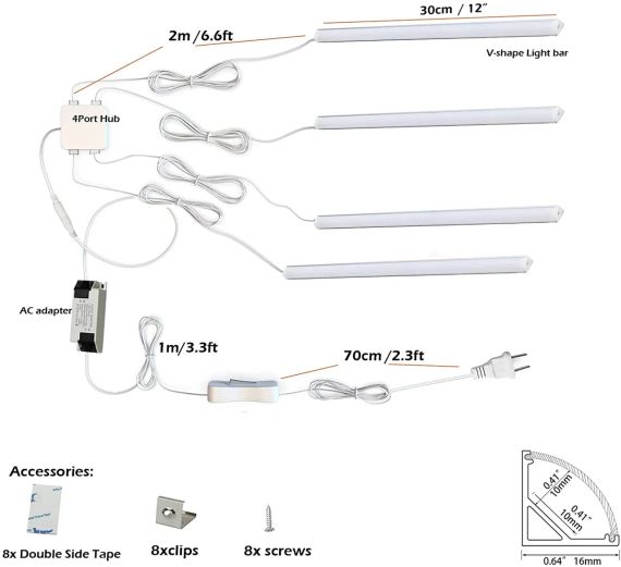 Світлодіодні лампи 4 шт (30 см) теплий жовтий, 1200 лм, 12 Вт | Зображення 5