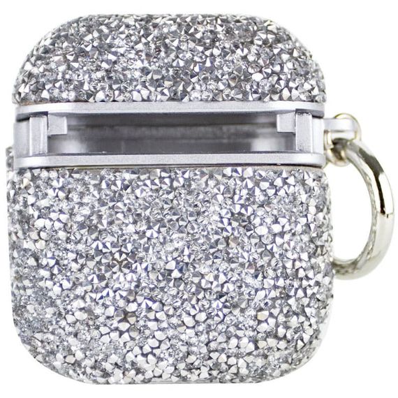 TPU чехол Bling World Rock Diamond для наушников AirPods 1/2 Серебряный | Зображення 1