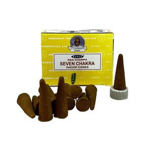 Ароматичні конуси  Сім чакр + підставка 12 шт. в уп. Satya 8904234409412