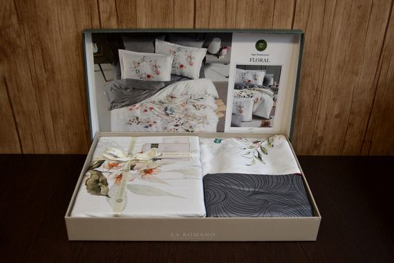 Постельное белье La Romano Premium Satin 200×220 Floral Grey | Зображення 3
