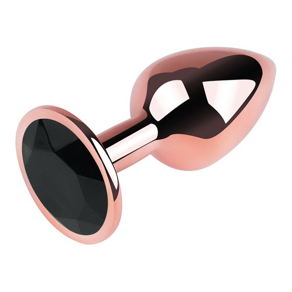 Анальна пробка з кристалом EGZO - Rose Gold Round Plug Black size M Sex Aura | Зображення 2