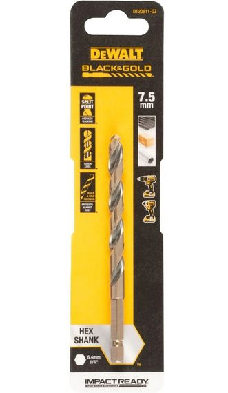 Свердло по металу DeWalt IMPACT Black & Gold 7.5 мм (DT20611) | Зображення 1