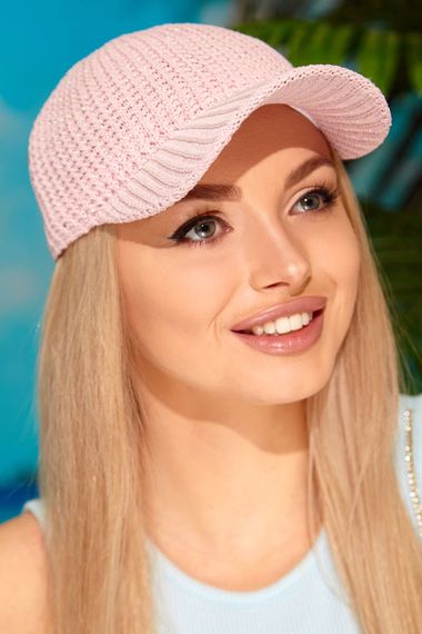 Вязаная бейсболка «Lurex» (4952) светлая пудра