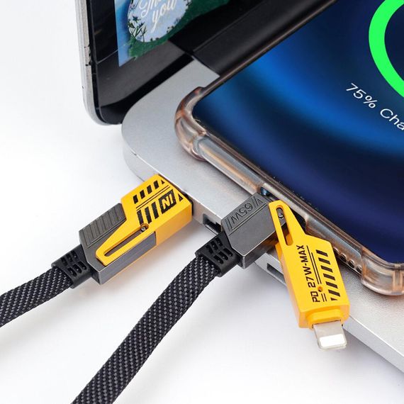 Кабель WUW-X207 USB 3 in 1 65W black | Зображення 3
