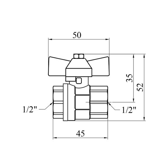 Кран кульовий Valves 1/2" ВВ PN30 синій метелик | Зображення 1