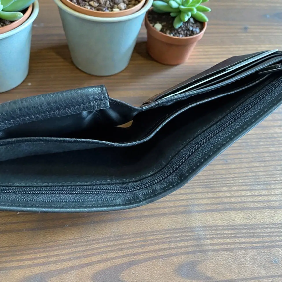 Гаманець чоловічий шкіряний чорний портмоне стильний для карток з монеткицею | Зображення 5