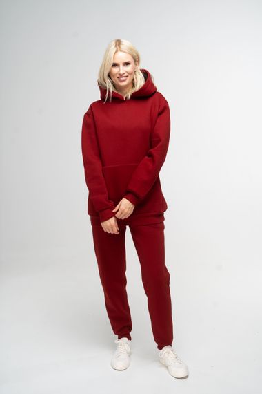 Худі жіночий утеплений бордового кольору, 2XL | Зображення 3