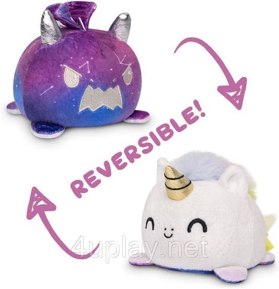 Двусторонняя мягкая игрушка TeeTurtle галактический фиолетовый Дракон и белоснежный Единорог | Зображення 1