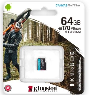 Карта памяти Kingston 64GB microSDXC C10 UHS-I U3 A2 R170/W70MB/s (SDCG3/64GBSP) | Зображення 2