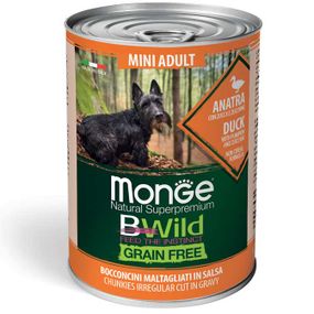 Корм Monge BWild Grain Free Mini Adult Anatra вологий з качкою для собак дрібних порід 400 гр