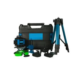 Лазерний 4D рівень акумуляторний -2 АКБ, 16 ліній, пульт дистанційного керування, цифровий дисплей, штатив, повний набір для встановлення, пластиковий кейс