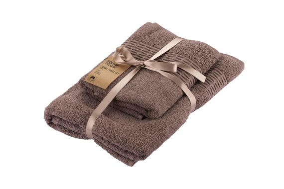 Набір рушників махрових Ardesto Lotus, 50х90см, 70х140см, 2шт, 100% бавовна, какао (ART2357CA)