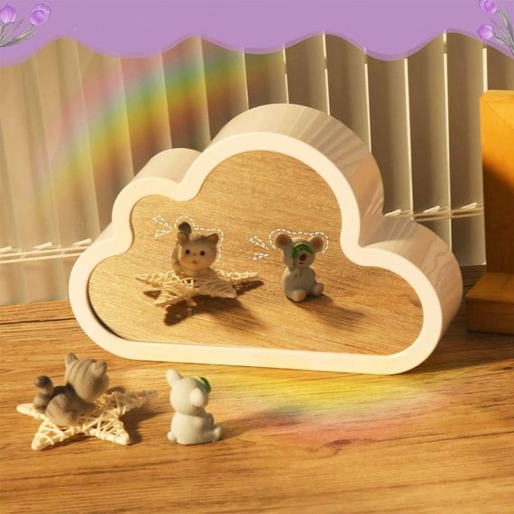 Ночник настольный Облако с тюльпанами, 20х13х4 см / Светодиодный светильник зеркало / Ночник в форме облака | Зображення 6