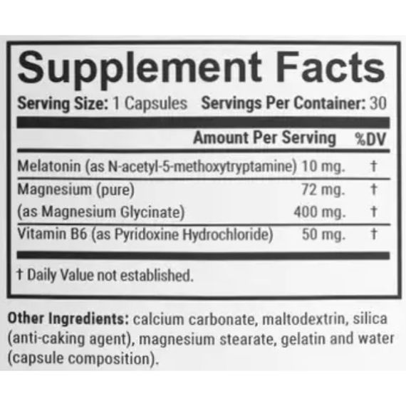 Мелатонін для сну En`vie Lab Melatomag 10 mg 30 Caps | Зображення 1
