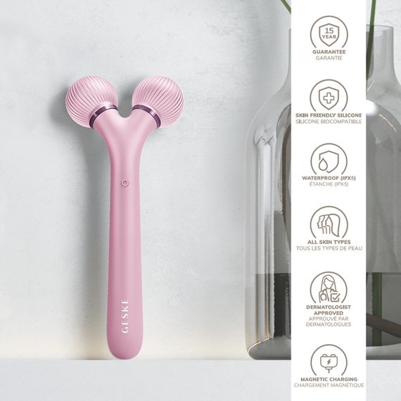 Електронний ультразвуковий ролик для обличчя GESKE Sonic Facial Roller 4в1 pink | Зображення 2