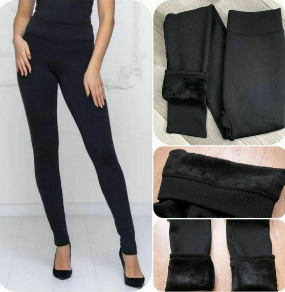 Женские теплые лосины на меху с высокой посадкой GL1040 цвет черный, размер M