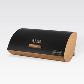 Хлібниця дерев'яна Maestro MR-1775-BLACK чорна з металевою кришкою