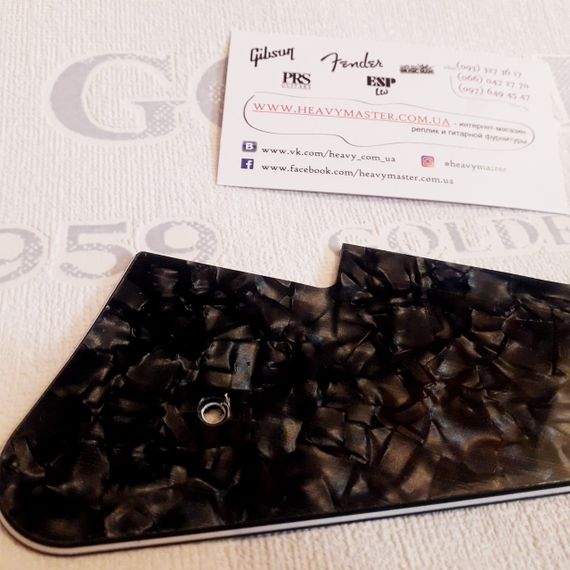 Пикгард панель для электрогитары гитари Gibson Epiphone Cort Les Paul LP China черный перламутр трехслойный | Зображення 6