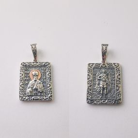 Ладанка срібна з золотими вставками Святий Миколай Artsriblo арт358п