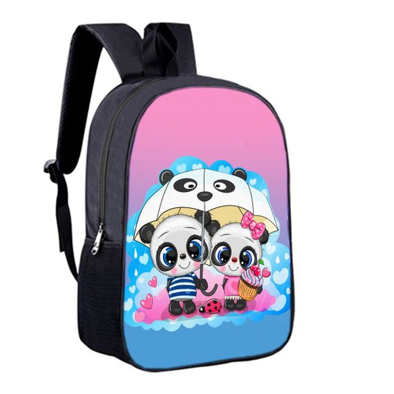 Рюкзак детский пандочки под зонтиком, 34х27 см,ранец с пандой городской для девочки (00497)