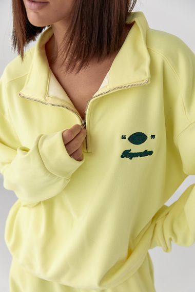 Спортивний теплий костюм з вільним світшотом і штанами - жовтий цвет, ONE SIZE (є розміри) | Зображення 3