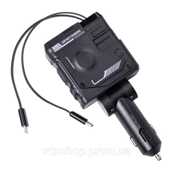 Автомобільний зарядний пристрій MECHA з висувними кабелями та портами USB/Type-C Чорний HP-A1B | Зображення 3