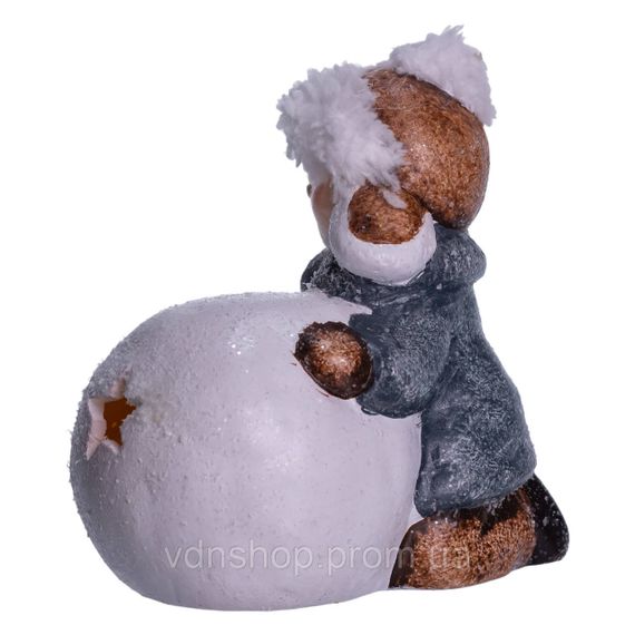 Новорічна фігурка з підсвіткою Дівчинка зі сніговою кулею з фарфори 11×7×12 (см) новорічний декор для дому на подарунок CR-5-12 | Зображення 2