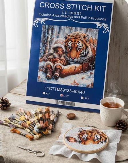 Набор для вышивки крестом "Охранник леса" 11CT, 40x40 см, канва Аида с нанесенным рисунком | Зображення 8