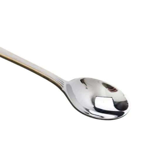 Набор чайных ложек 6 штук красивые ложки для чая из нержавеющей стали 15.3 см Серебро с золотой обводкой HP-20-33 | Зображення 2