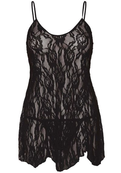 Сорочка Leg Avenue Rose Lace Flair Chemise Plus Size Чорна | Зображення 1
