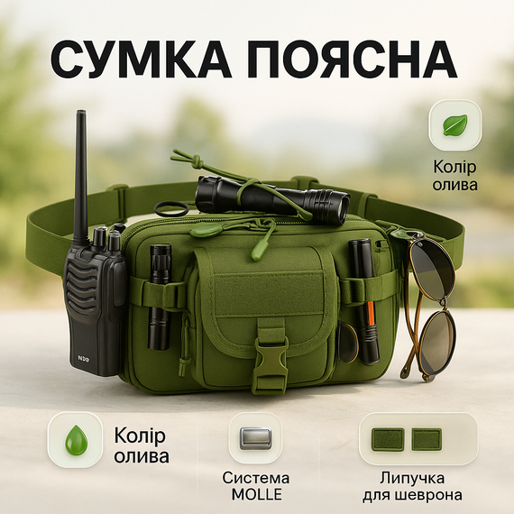 Тактичний слінг через плече для міста, Чоловіча бананка через плече, Сумка поясна бананка 5л PN-21
