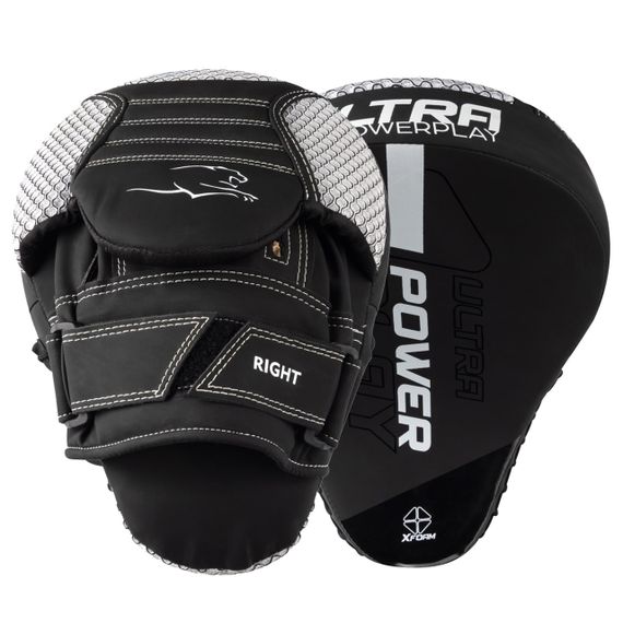 Лапи боксерські Паверплей 3044 Pro Carbon Ultra Series Чорно-Білі PU [пара]