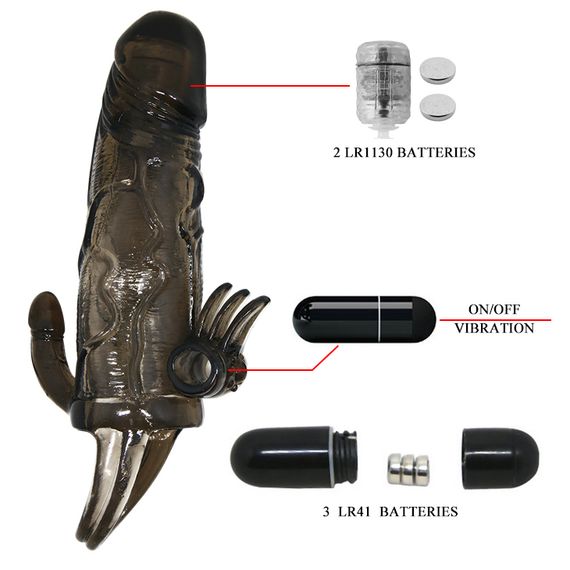 Насадка на член - Brave Man Vibrating Penis Sleeve Black | Зображення 5