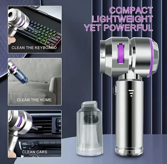 Мощный беспроводной пылесос 3-в-1 с LED-подсветкой, функцией обдува и USB зарядкой. | Зображення 7