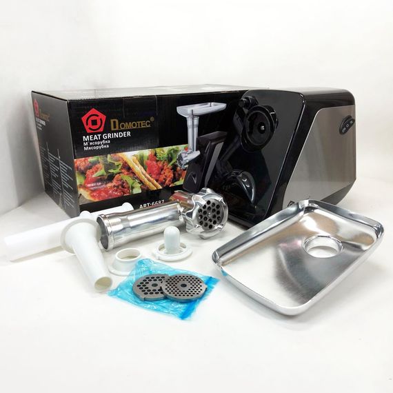 Мясорубка с функцией овощерезки Domotec, Мясорубки для колбасок, Мясорубка 3 в 1, Мясорубки с реверсом LS-84 | Зображення 2
