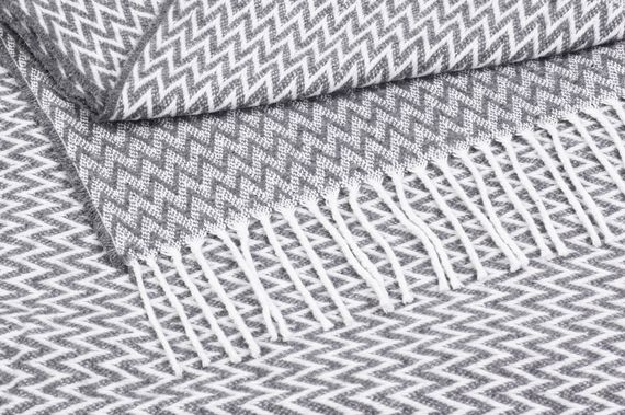 Плед бавовняний зіг-заг сірий Love You 140 x 200 см | Зображення 2