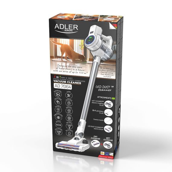 Пилосос вертикальний Adler AD 7064 акумуляторний 2 в 1 для сухого та вологого прибирання | Зображення 9