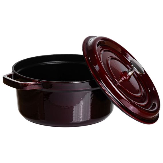 Кокотниця чавунна емальована 2,5 л, бургунді Yiwu HP-FLG-9 burgundy | Зображення 2