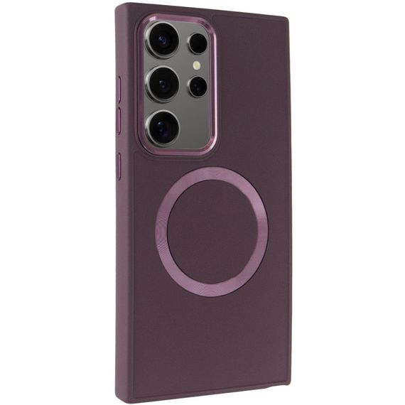 TPU чохол Bonbon Metal Style with MagSafe для Samsung Galaxy S24 Ultra Бордовий / Plum