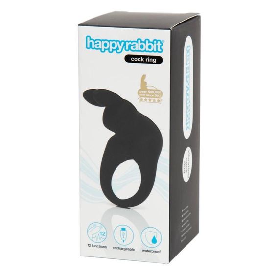 Ерекційне кільце з вібрацією Happy Rabbit Rechargeable Rabbit Cock Ring – силікон, акумулятор, водозахист | Зображення 3
