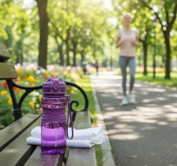 Бутылка KANGZYUAN 450 мл - Фиолетовая Tritan BPA-free, ударопрочная, спортивная с эргономичной крышкой | Зображення 8