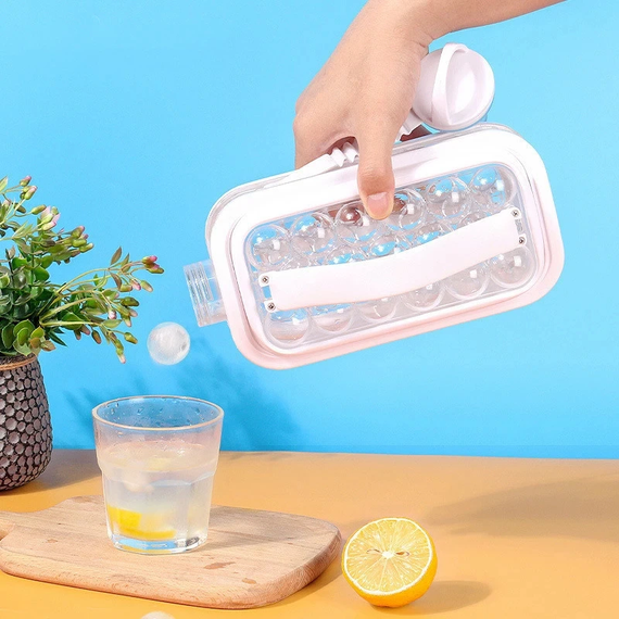 Портативна силіконова форма для льоду пляшка 2 в 1 ICE CUBE TRAY складана на 17 кульок | Зображення 5
