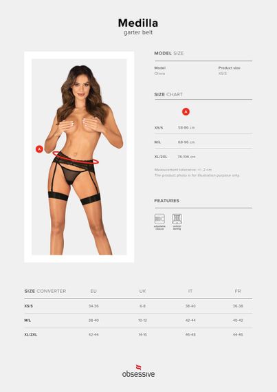 Пояс для панчіх Obsessive Medilla garter belt XL/2XL Sex Aura | Зображення 4