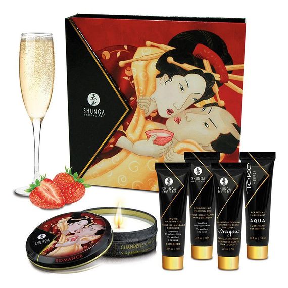 Подарочный набор Shunga GEISHAS SECRETS - Sparkling Strawberry Wine: для шикарной ночи вдвоем sexstyle