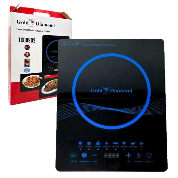 Індукційна плита одноконфоркова 2400Вт, Gold Diamond TK09902 / Настільна елетрична плита / Електроплита з сенсорним управлінням