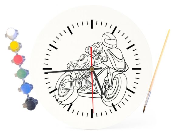 Детский набор для творчества часы раскраска Мотоцикл 30 см (Г0186) | Зображення 3